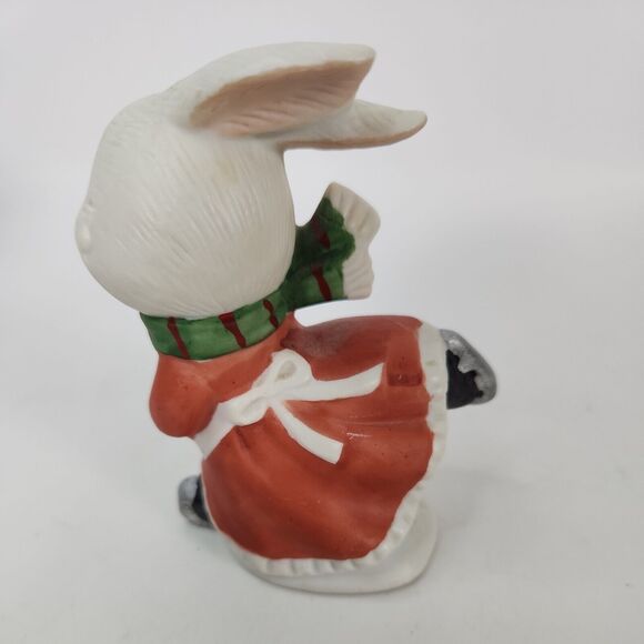 VINTAGE Homco Christmas Ice Skating Bunny Rabbits Boy & Girl 4" Figurines 5305 - Picture 10 of 15